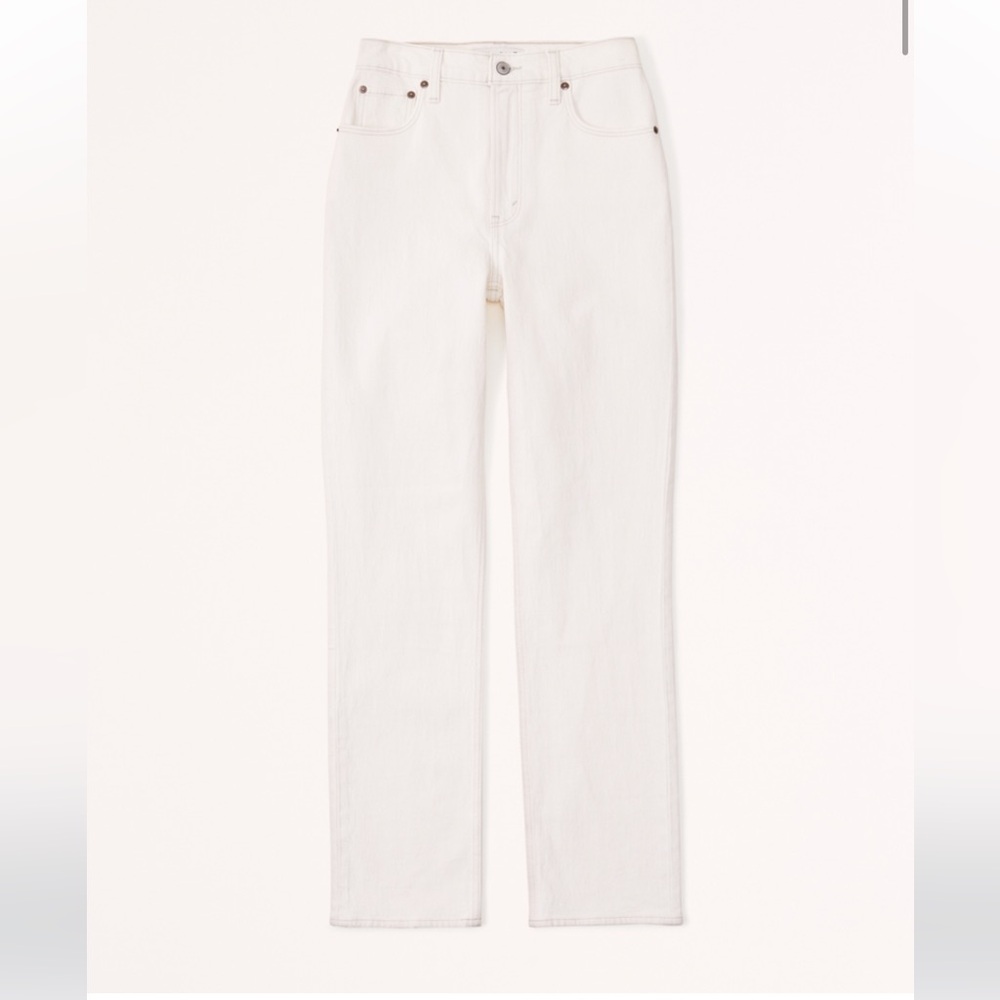 Abercrombie & Fitch Curve Love 90s Straight Jean in Cream 27/4